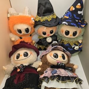 (No Dolls)5pcs set Clothes Fits 17cm labubu dolls monster outfits